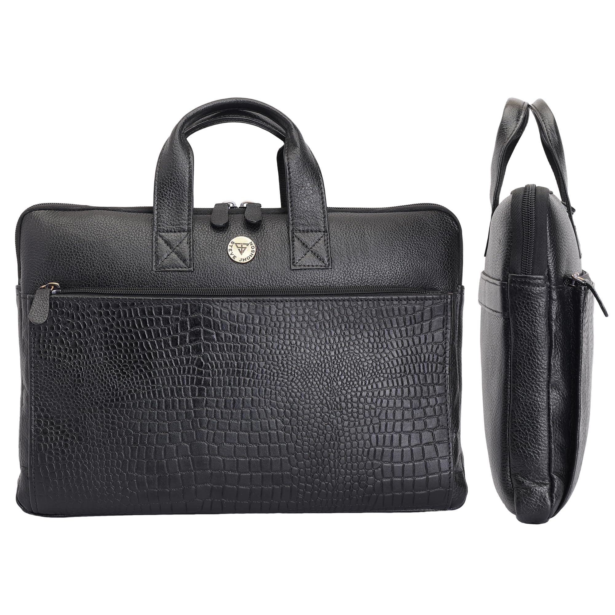 Pure Leather Slim Bag for Men Women (SPACE FOR - Laptop/Tablet,Charger,1 Notebook & Card/pen)- 15 Inches MacBook/Laptop Padded Bag for Men/Women - Messenger Bag for Executives-image-5