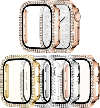 Easuny 4 Pack Bling Case for Apple Watch 40mm SE3/SE2/SE Series 6/5/4