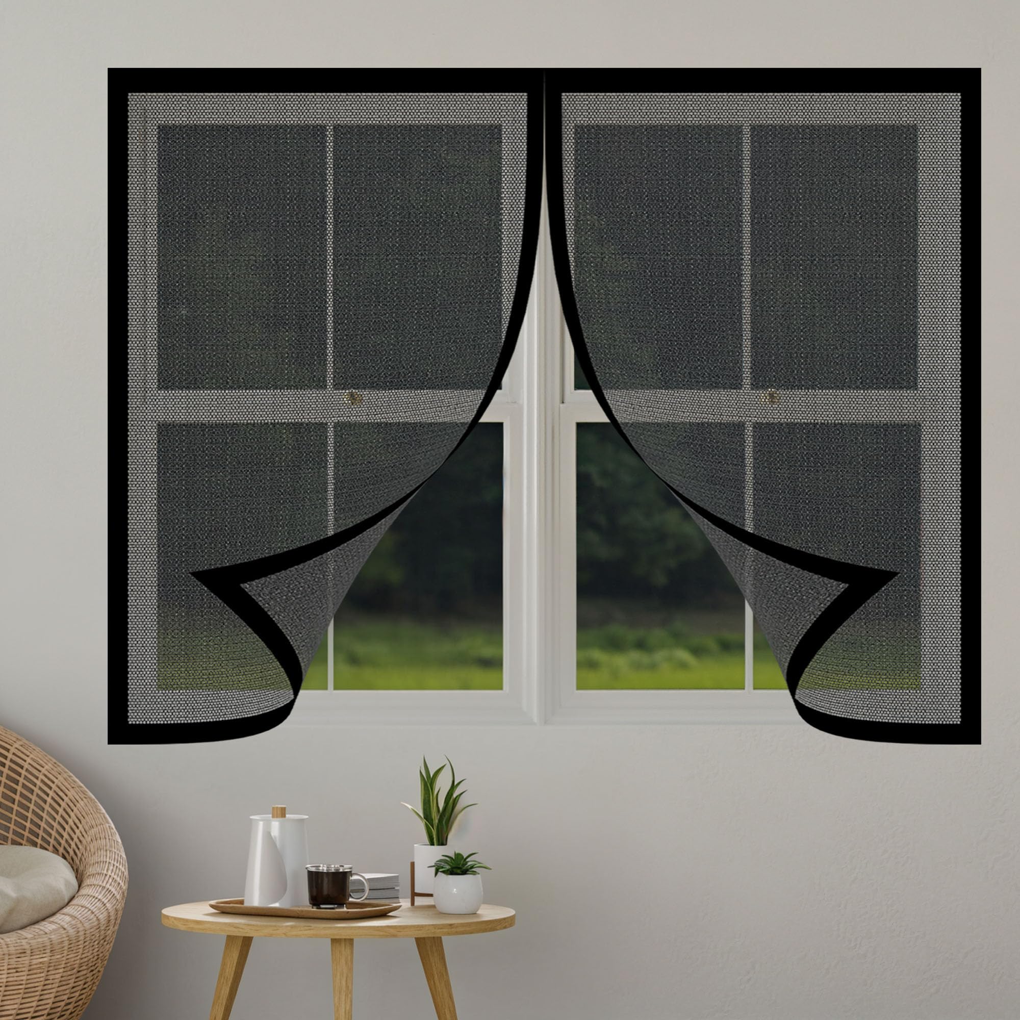 DIY Fly Screen Windows 95 x 85 cm Keep Fly Mosquito Out Mosquito Net for Window Excellent Ventilation While Blocking Bugs for Living Room Bedroom Offfice, Black