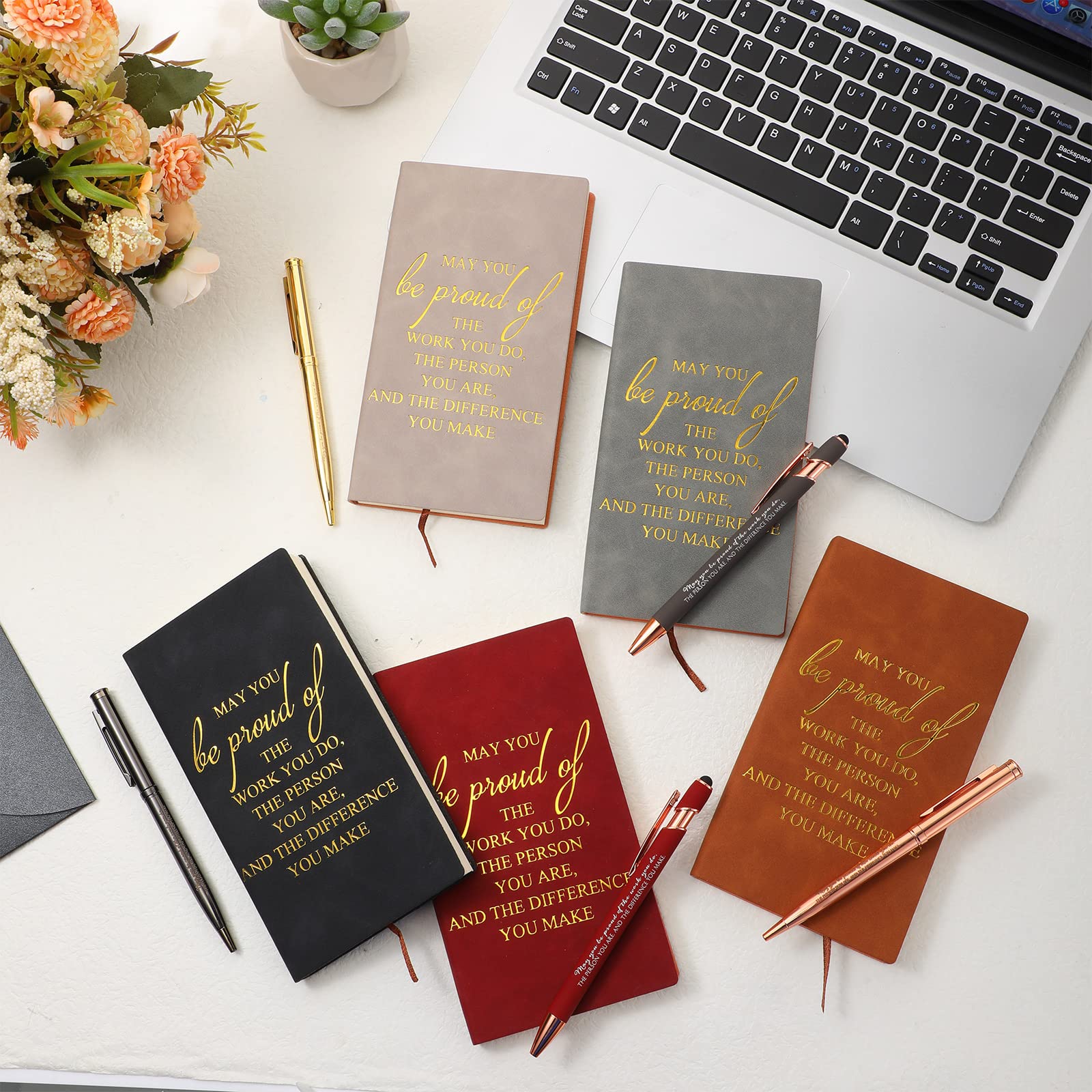 Ireer Notizbücher aus PU-Leder, A6, mit Stiften, Dankeschön, inspirierendes Tagebuch, Geschenk für Kollegen, Team, Lehrer, Büroangestellte, 10 Sets