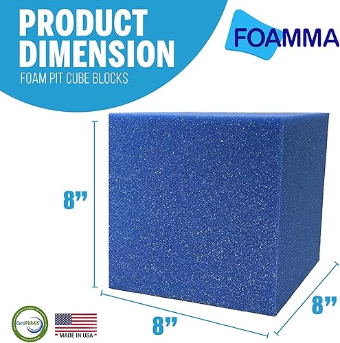 Miniatura 2 de Foamma Blue Foam Pit Cubesbloques de 8 x 8 x 8 pulgadas, paquete de 20 unidades para gimnasia, freerunning y cursos de parkour, parques de patineta,