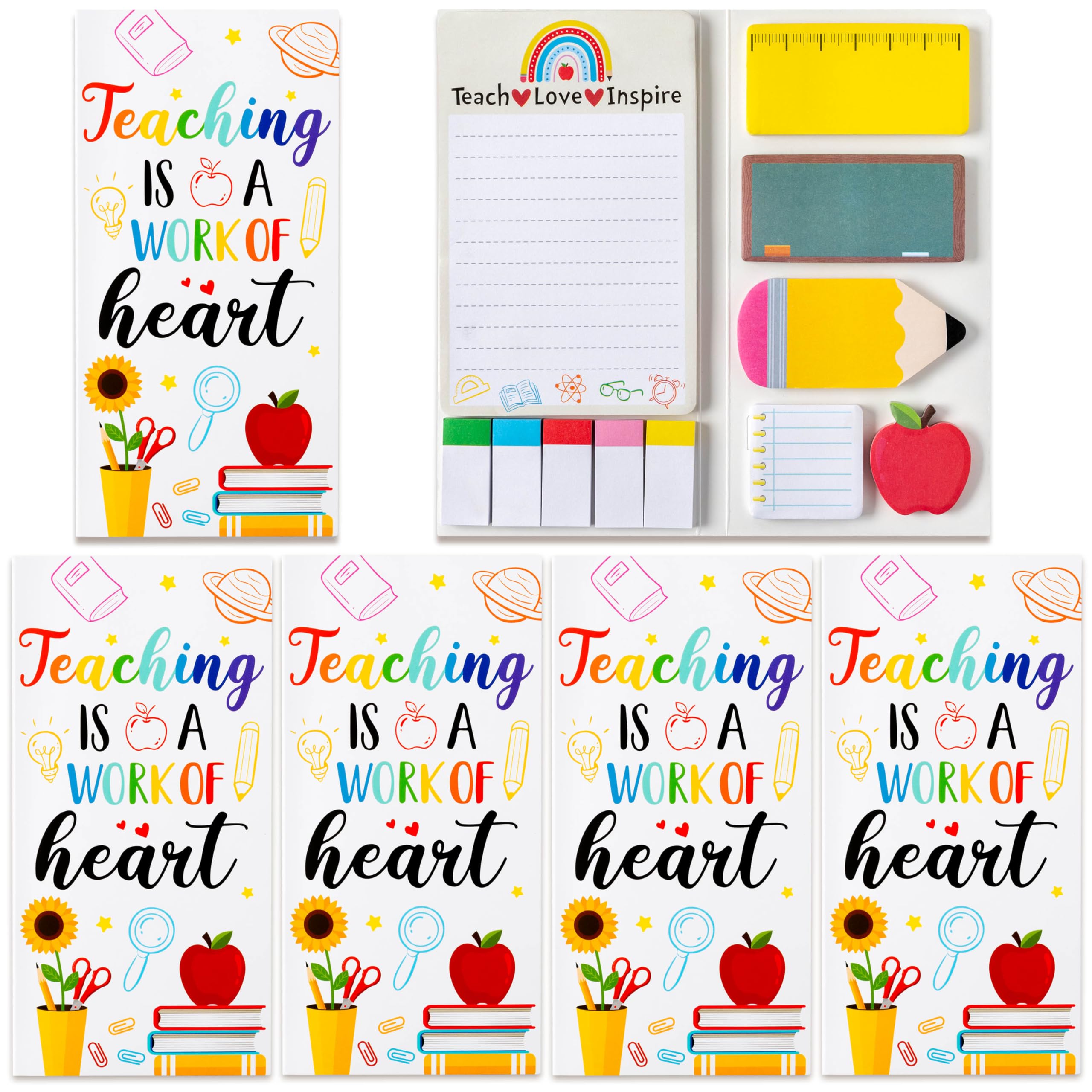 Xqumoi Teacher Sticky Notes Set 4 Pack | Ruler Blackboard Apple Shape Self-Stick Notes - main product image