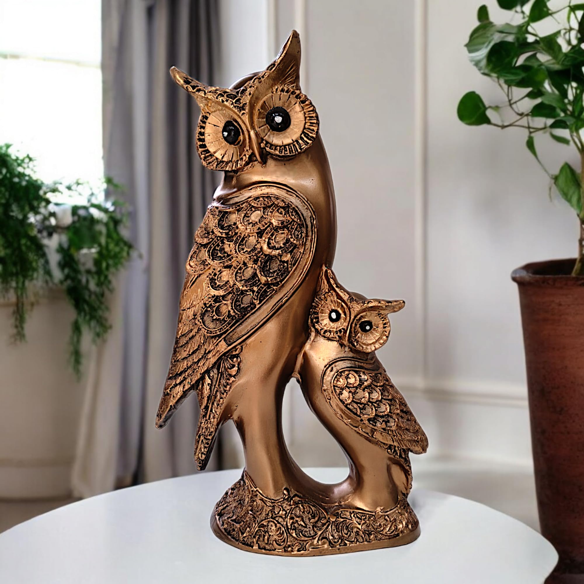 - Brown Owl Showpiece 30.5 cm Premium Polyresin Decorative Figurine Home Decor Living Room Bedroom Office Table Luxury Housewarming Gift