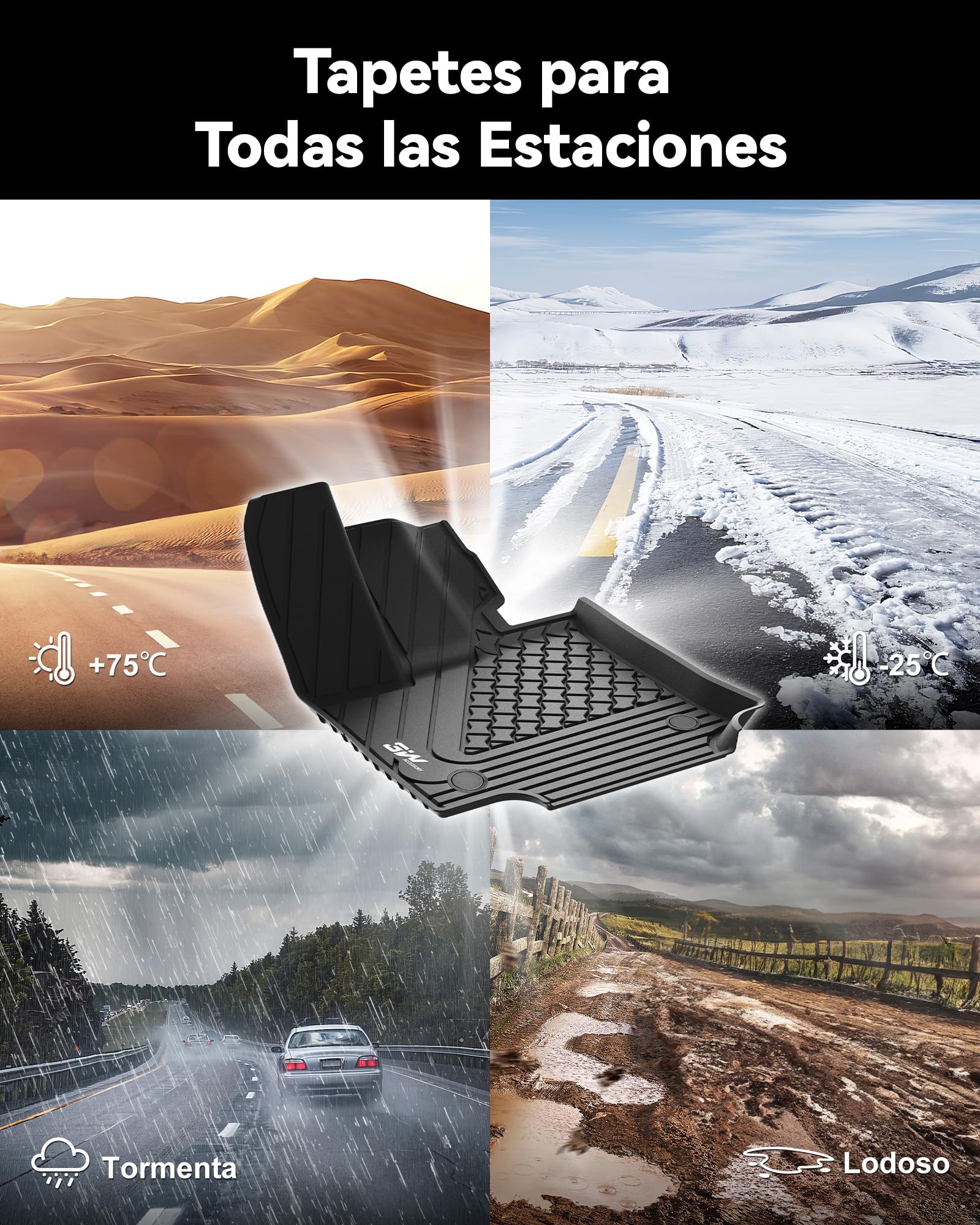 3W Alfombrillas de Coche para Lexus NX 2022-2024 2025, TPE Alfombrillas para Todo Tipo de Clima para Lexus NX la 1ª y 2ª Fila Juego Completo, Admite Perros, Accesorios, Negro (No para Hybrid o Prime)