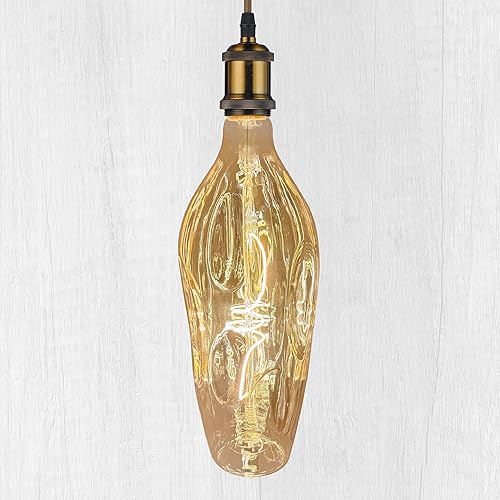 Bombillas LED decorativas de gran tamaño, bombilla gigante Edison vintage, bombillas enormes VT115, iluminación colgante, vidrio ámbar 2200 K blanco