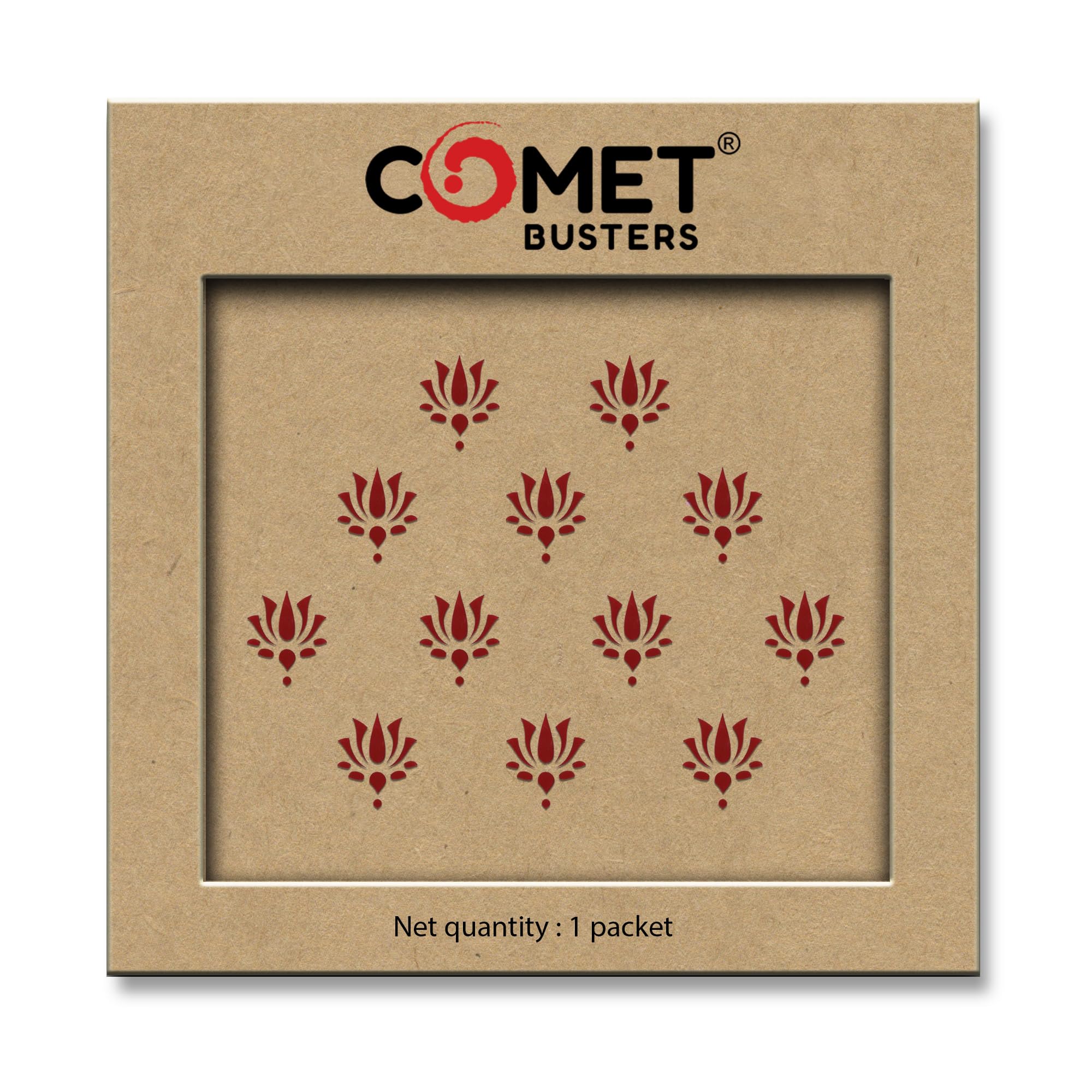 Comet Busters® Lotus Designer Bindis – Maroon Lotus Shape Forehead Bindi – Traditional Devotional Bindis for Women – Reusable Bindi – (12 Bindis) (CBIN2521)-picture-47