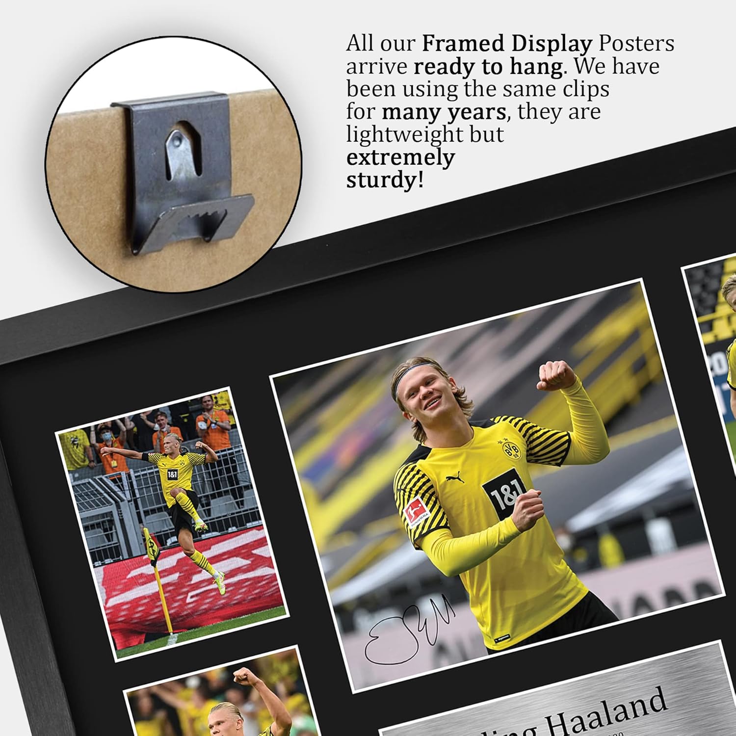 HWC Trading Erling Haaland Borussia Dortmund 16 x 12 inch (A3) Printed Gifts Signed Autograph Picture for Football Fans and Supporters - 16" x 12" Framed