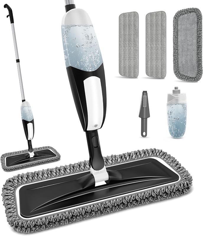 Spray Mop for Floor Cleaning: Microfiber Wet Dry Mops with 3 Washable Pads | Leak-proof Refillable Bottle, 360° Swivel Head, Lightweight Floor Mops with Sprayer for Hardwood Laminate Tile Wood Vinyl