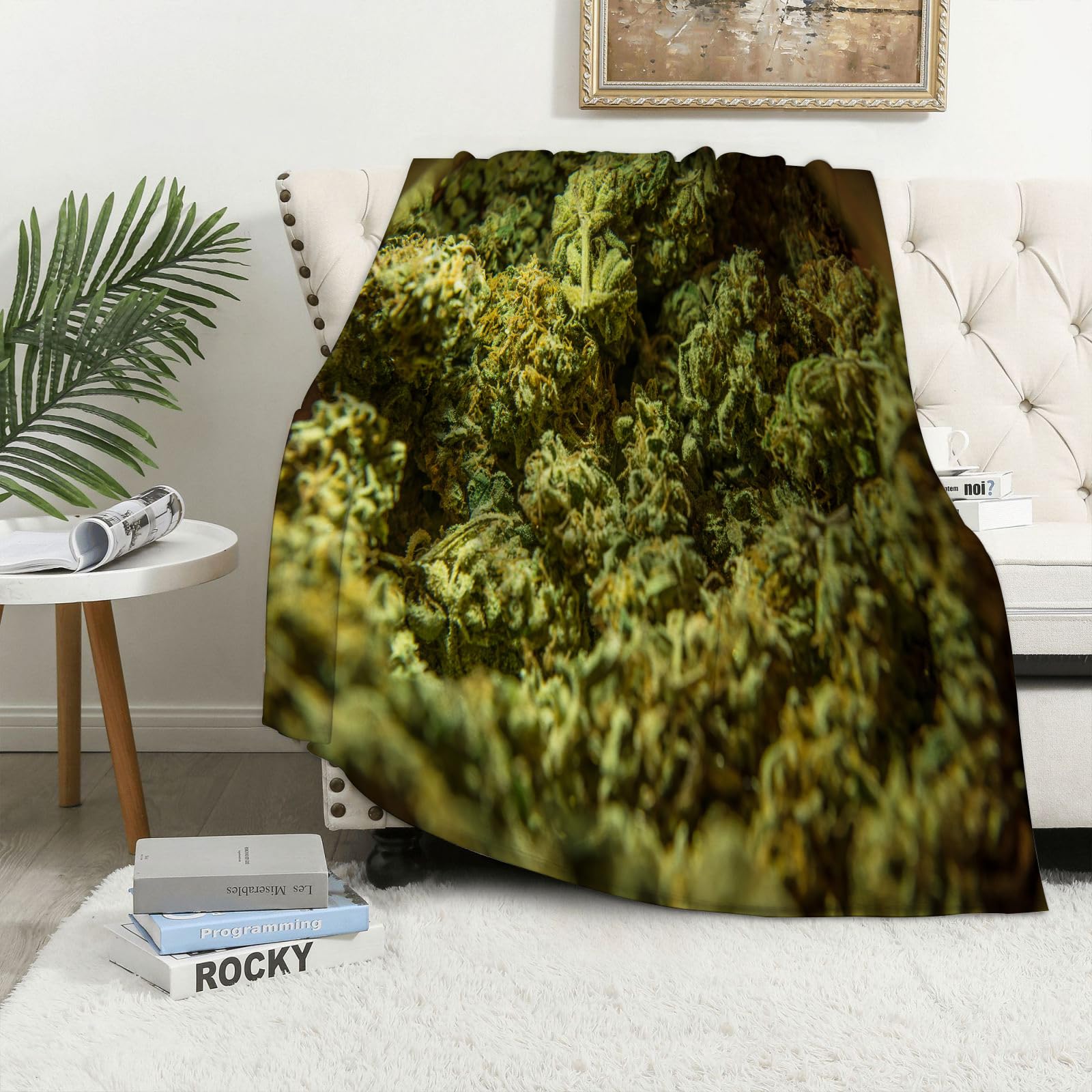 MAAPCHP Flannel Fleece Blanket Throws for Sofa Fluffy Blanket Bed Throw for Bedroom Green Moss used for decoration Blanket for Bed, Couch,Car 50x60in
