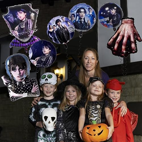 Miniatura 4 de Globos de fiesta de cumpleaños de miércoles, globos de fiesta temática de miércoles, decoración de fiesta de cumpleaños familiar, globos de