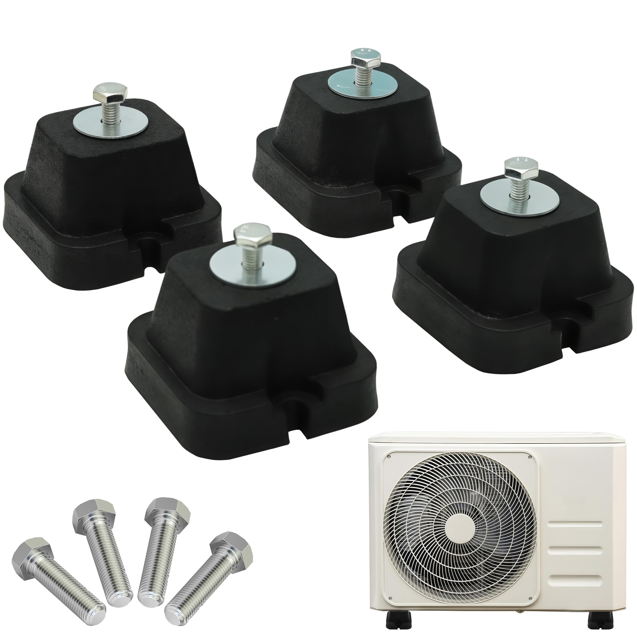 Lot de 4 supports d'amortissement pour console de sol - Amortisseurs de vibrations - Roulement en caoutchouc - Pour climatisation