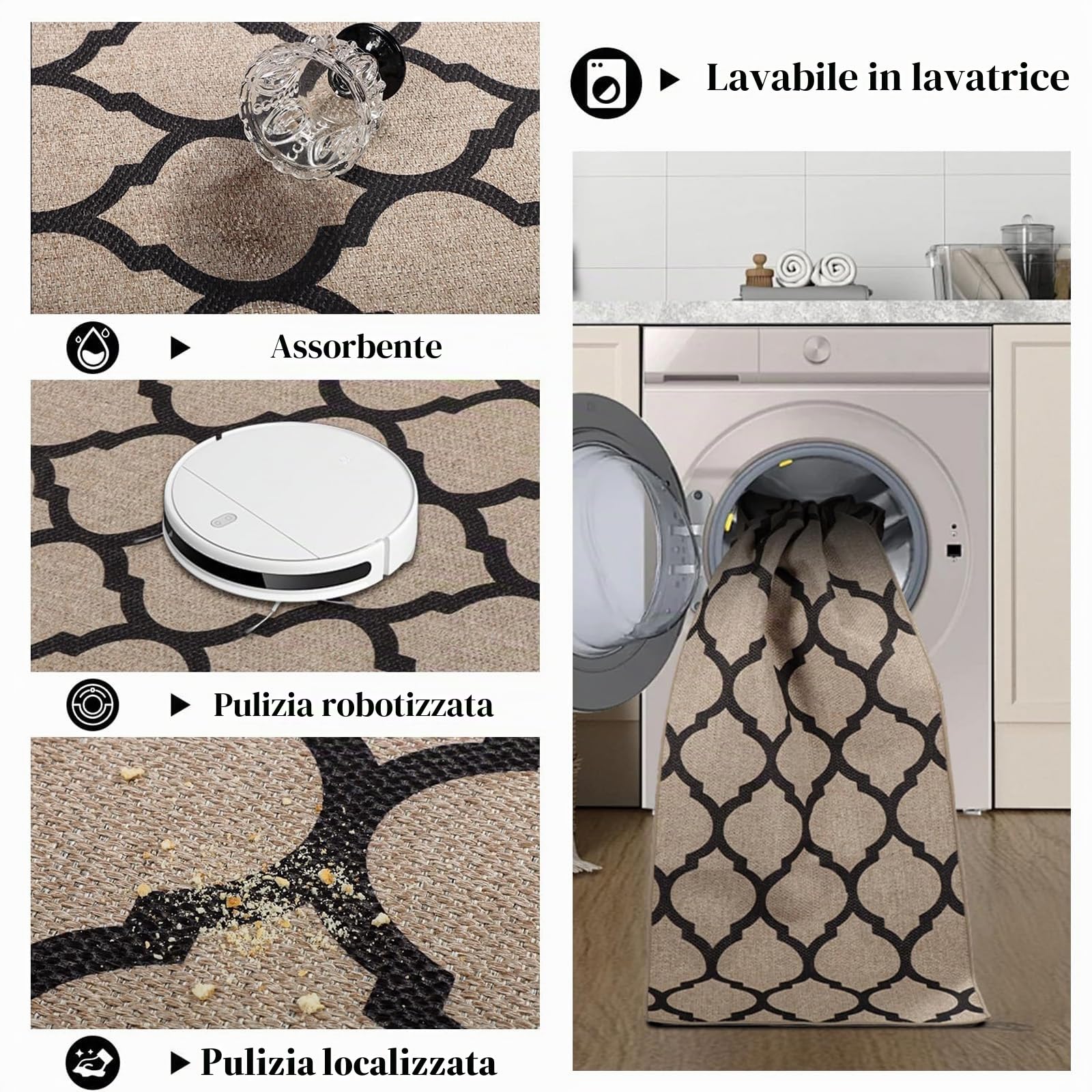 Tappeto passatoia in tessuto per corridoio, antiscivolo, 80 x 200 cm, lavabile, moderno, per corridoio, cucina, ingresso e soggiorno