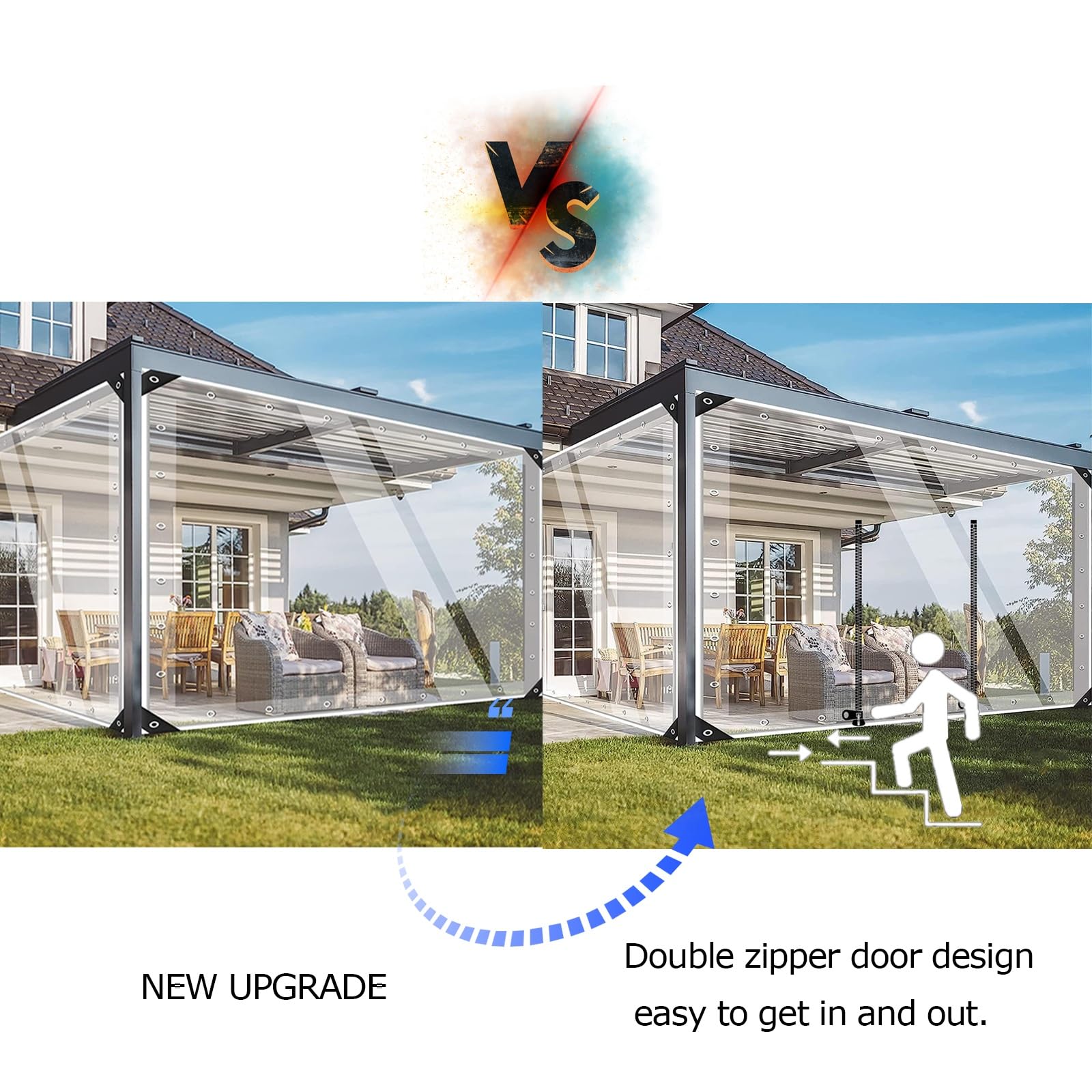 AMXFS Bâche Transparente De 0,5 X 0,8 M - Avec 1 Fermeture éclair - En PVC Avec œillets De 0,35