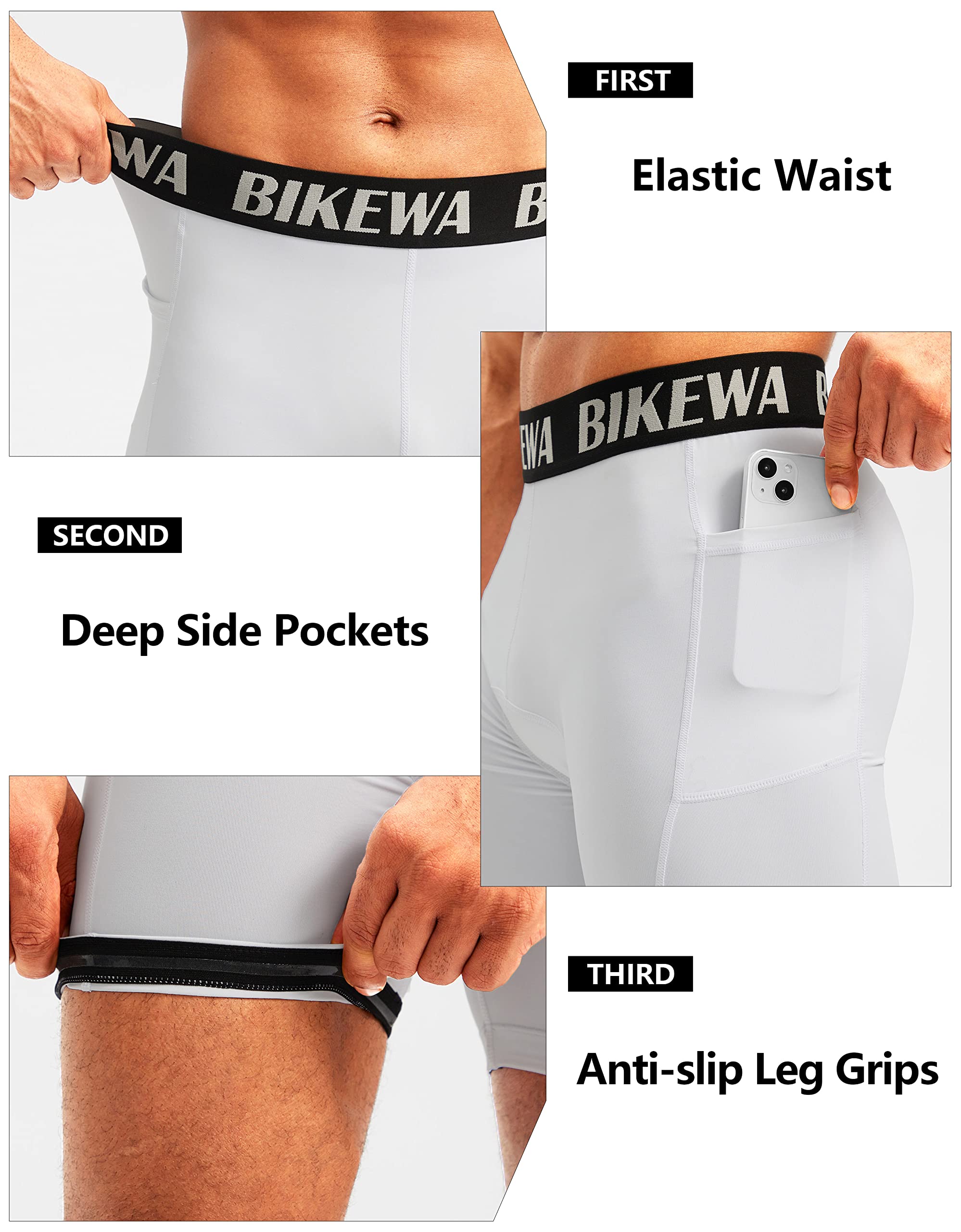 Pantaloncini da ciclismo imbottiti 4D da uomo, biancheria intima da ciclismo, imbottitura per bicicletta, tasche laterali