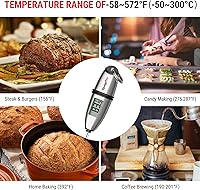 Vista 7 de ThermoPro TP02S - Termómetro digital de lectura instantánea para carne, con sonda súper larga para parrilla, cocina, masa madre, líquidos, aceite