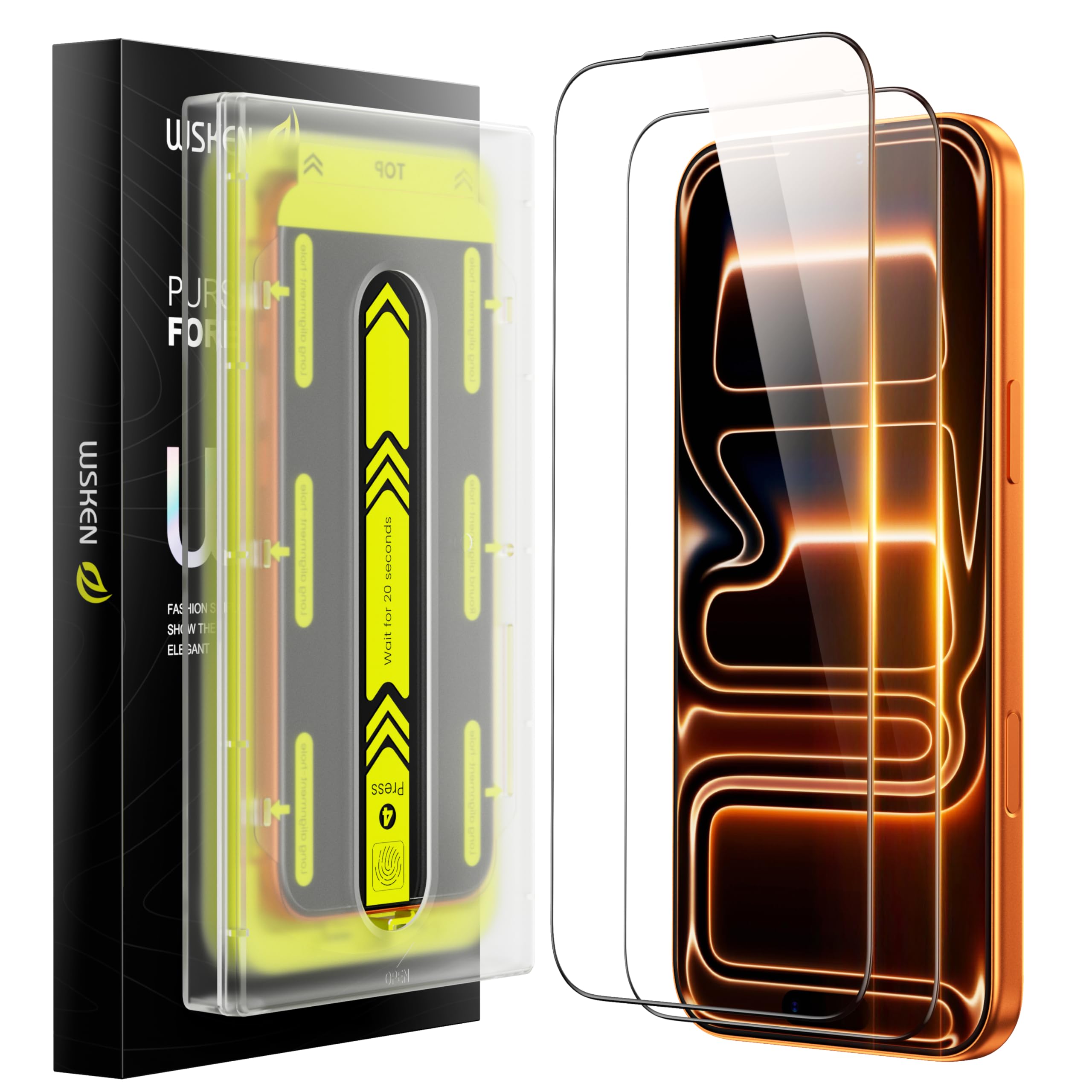 WSKEN for iPhone 17 Pro Max Screen Protector - [Auto-Dust Removal] [Top 9H+ Tempered Glass] 12FT Shatterproof Military Grade Diamond HD Durable Flim Easy Install i Case Friendly, 2 Pack