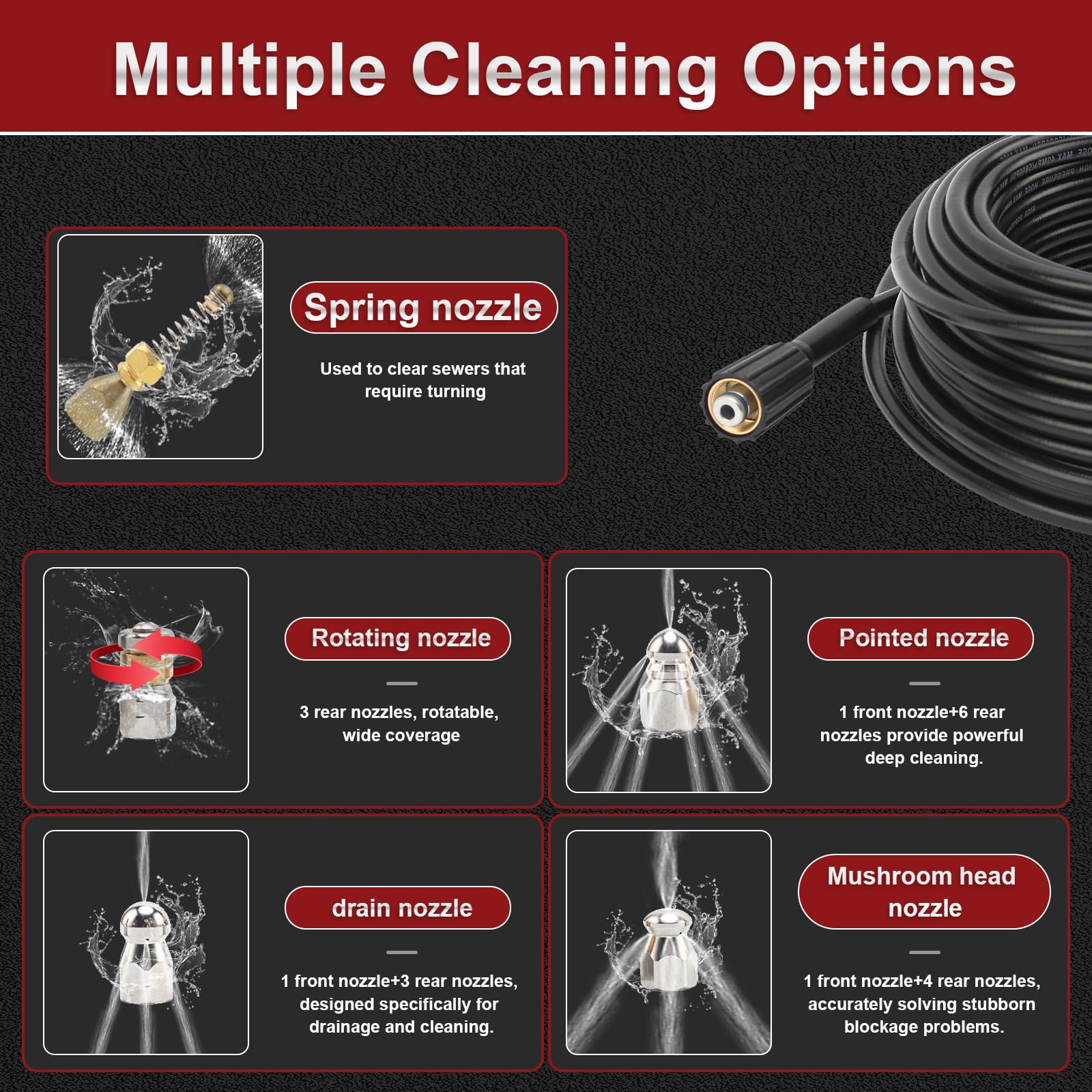 Pipe Cleaning Hose Set 30 m, Compatible with Karcher K2 K3 K4 K5 K6 K7,5800 PSI/400 Bar, 60 °C - Image 3