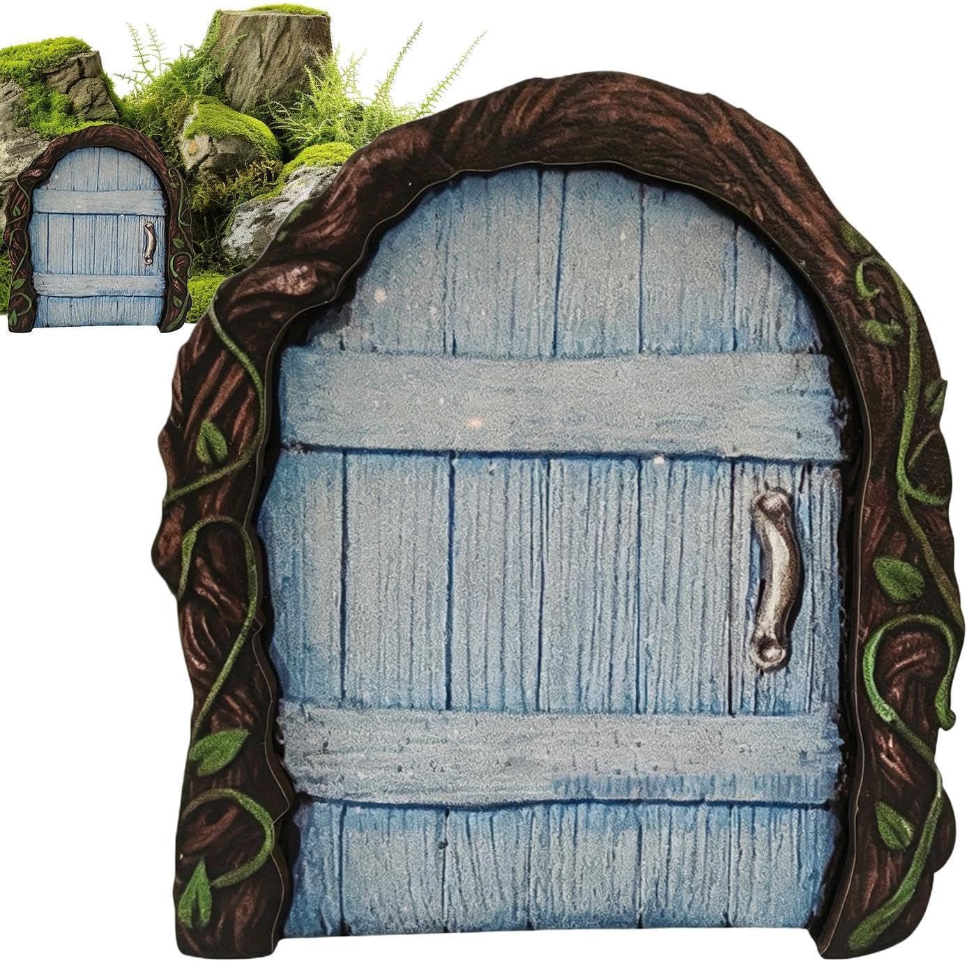 Fairy Door, Miniature Tree Figurine, Whimsical Outdoor Yard Decoration