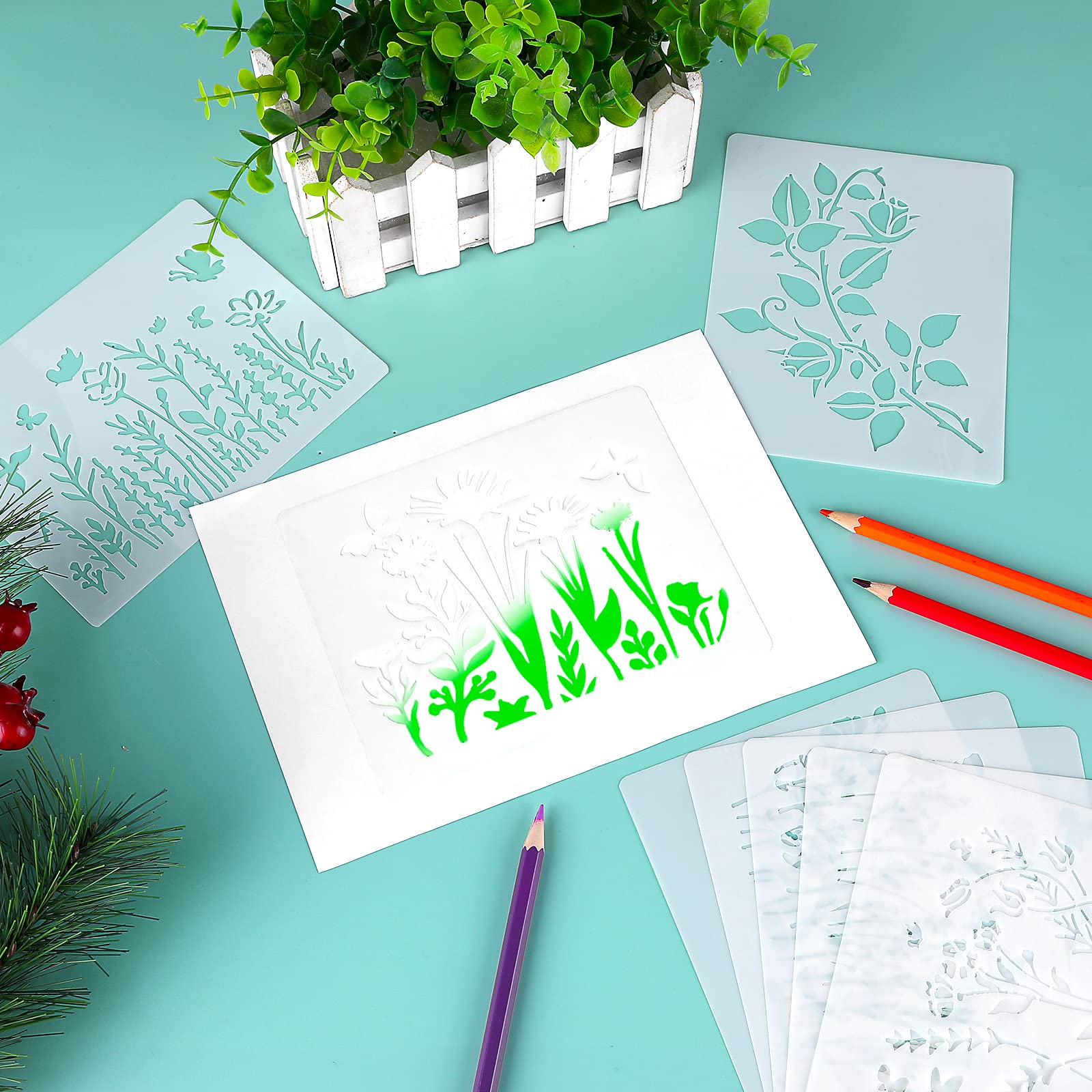 Plastique PET 2 Pochoirs Feuilles De Vigne 15x30cm - Motifs Végétaux Pour Peinture Meuble, Mur Ou Déco DIY - Réutilisables Pochoir Feuilles Vigne