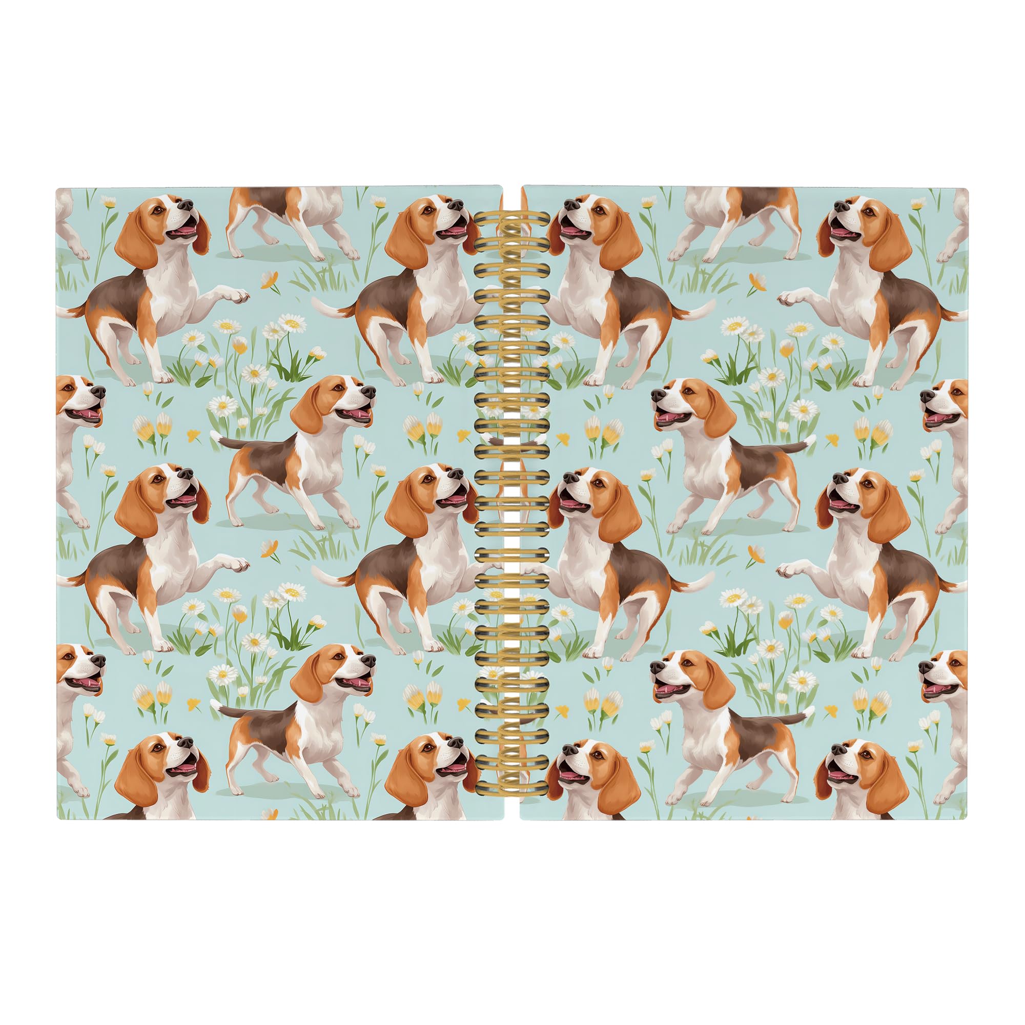 Pugwak Cute Dog Beagle Floral Journal Notebook - Puppies Dog Flower Notebooks College Ruled for Work School, Gifts for Dog Mom Dog Lover, Office