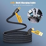 YISH Multi Charging Cable 4-in-1, 6Ft Fast Charging Cable Universal Charging Cord with Type C/USB A Port PD 27W, Flat Nylon Braided Charger Cable Compatible with iPhone MacBook iPad Android (6ft)