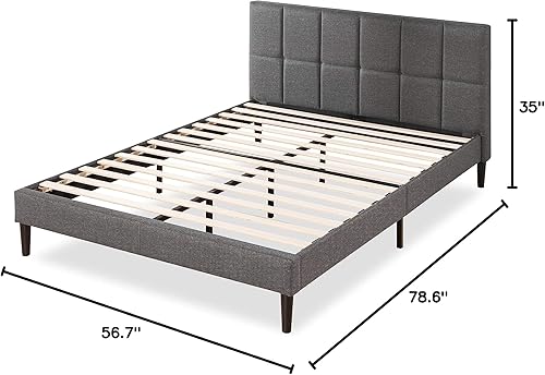 Miniatura 9 de ZINUS Lottie - Base de cama tapizada con cabecera corta y puertos USB, base de colchón, soporte de listones de madera, no necesita somier, fácil