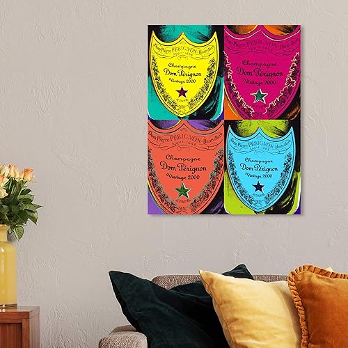 Miniatura 10 de The Oliver Gal Artist Co. Moderno 20.0 x 24.0 pulgadas, Pop Art Champagne, lienzo decorativo para pared, sala de estar Warholesque Dom P, rosa