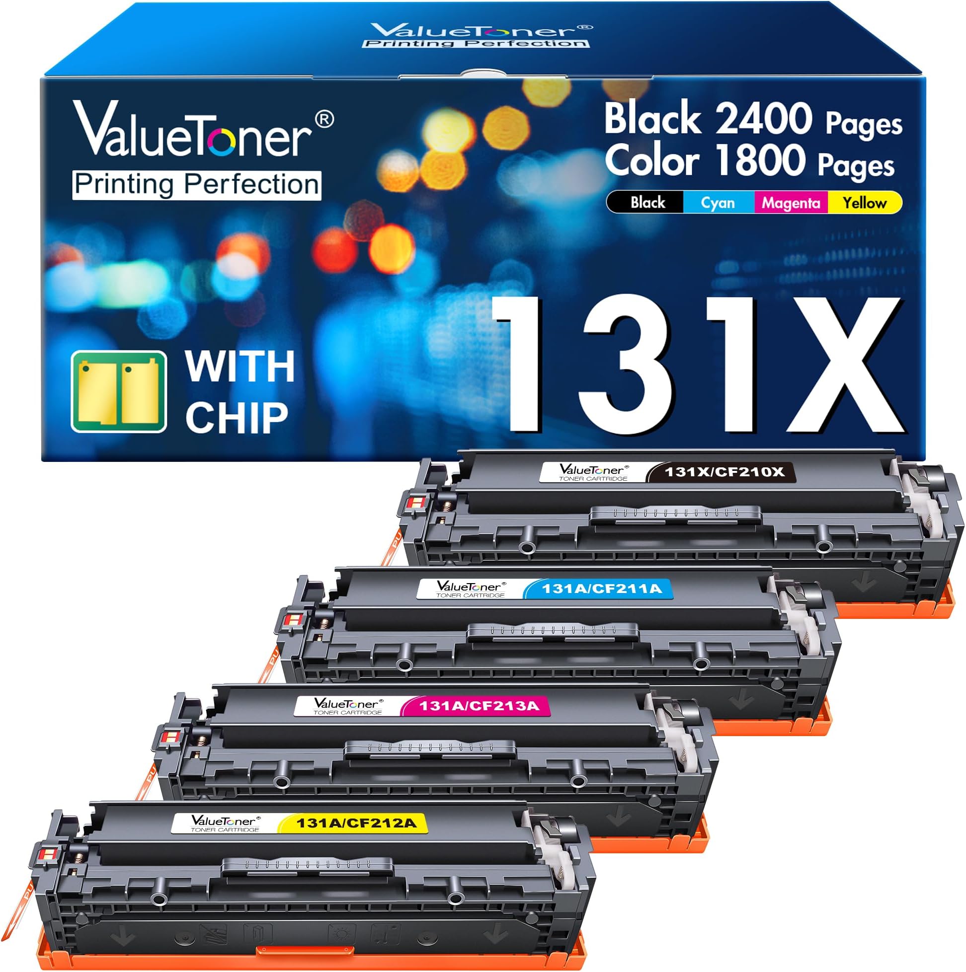 131X Toner Cartridge High Yield Replacement for HP 131X 131A CF210X for HP LaserJet Pro 200 Color MFP M276nw M251nw M276n M251n (Black, Cyan, Magenta, Yellow, 4-Pack)