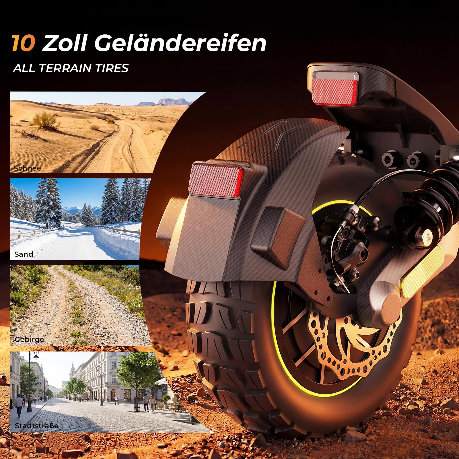 E Scooter mit Straßenzulassung | 10 Zoll Offroad Luftreifen, 70 KM Reichweite, ABE E Roller mit Doppelter Stoßdämpfung, LED, Smart App, Faltbarer Elektroroller für Pendler und Geländefahrer