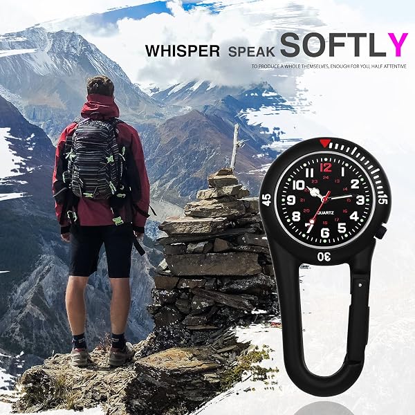 JEWELRYWE 時計 クリップ 夜光 アナログ 防水 登山 バッグ クリップ スポーツウオッチ 人気 ファッション アクセサリー (ブラック*) - 3