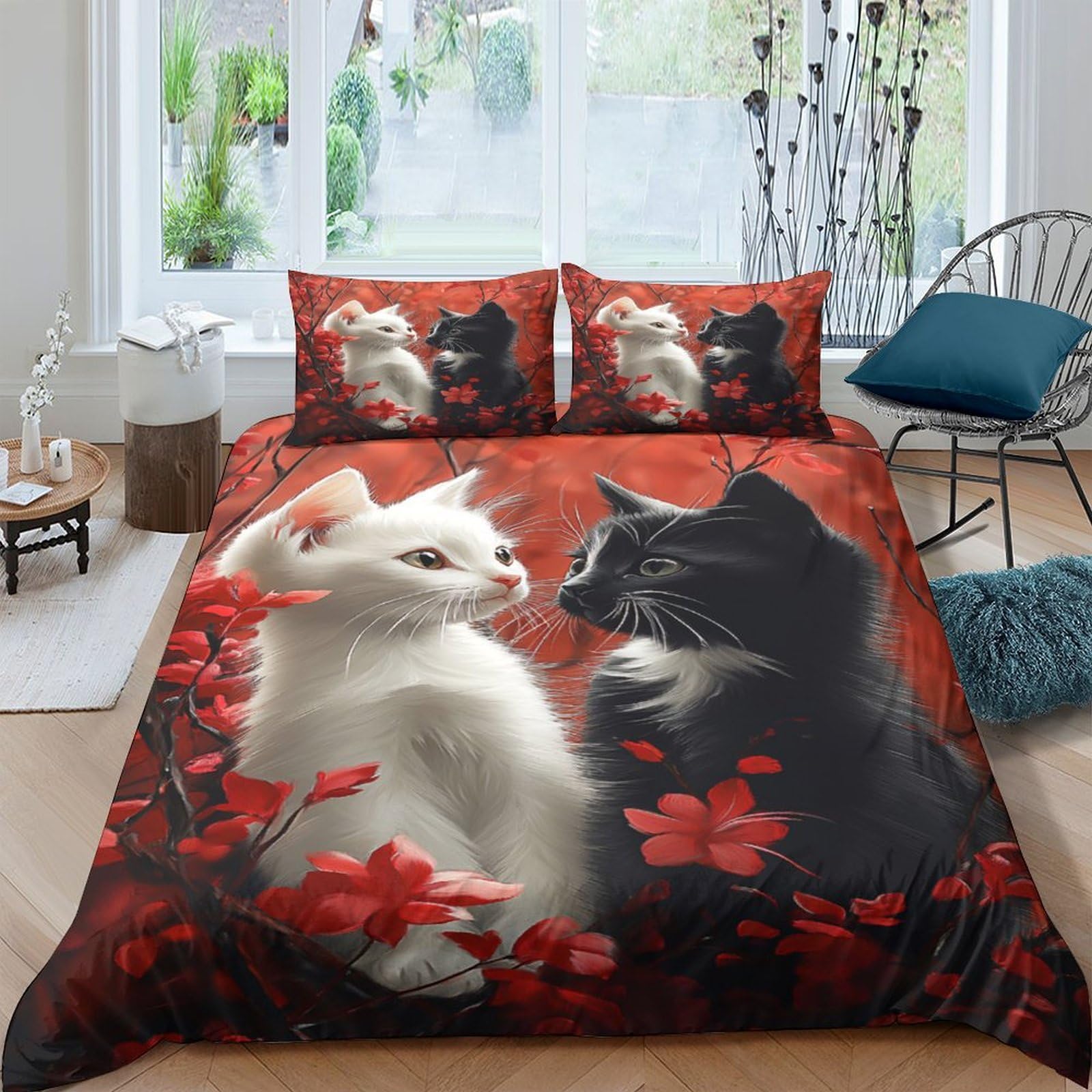 Housse de couette chat 3D respirante pour illuminer et décorer la chambre d'un adolescent