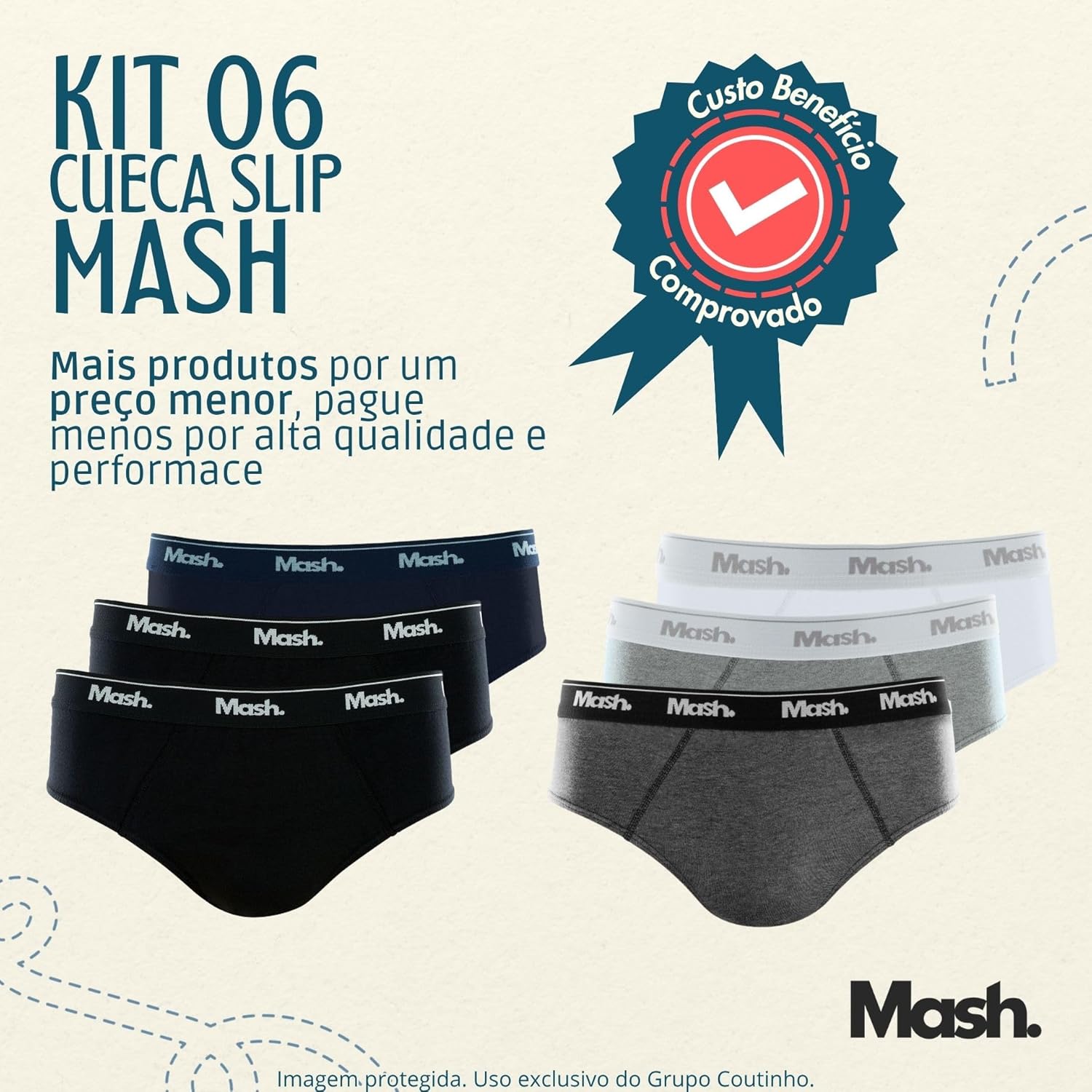 Kit 6 Cuecas Mash Slip Algodão Cotton Hipoalergênica Masculina em promoção! Veja a oferta e mais achadinhos de Moda íntima 2 Hoje é o melhor dia para comprar Kit 6 Cuecas Mash Slip Algodão Cotton Hipoalergênica Masculina com aquele preço maroto! Promoção! Aproveite a oferta! 2