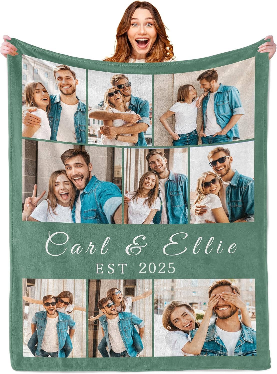 Tingwei personalised blanket,Custom Blankets with Picture Text,Personalized 9 Photos Blanket, customised Throw Blanket for customisable Mom Dad Couple Girlfriend Boyfriend Wife Husband Gifts