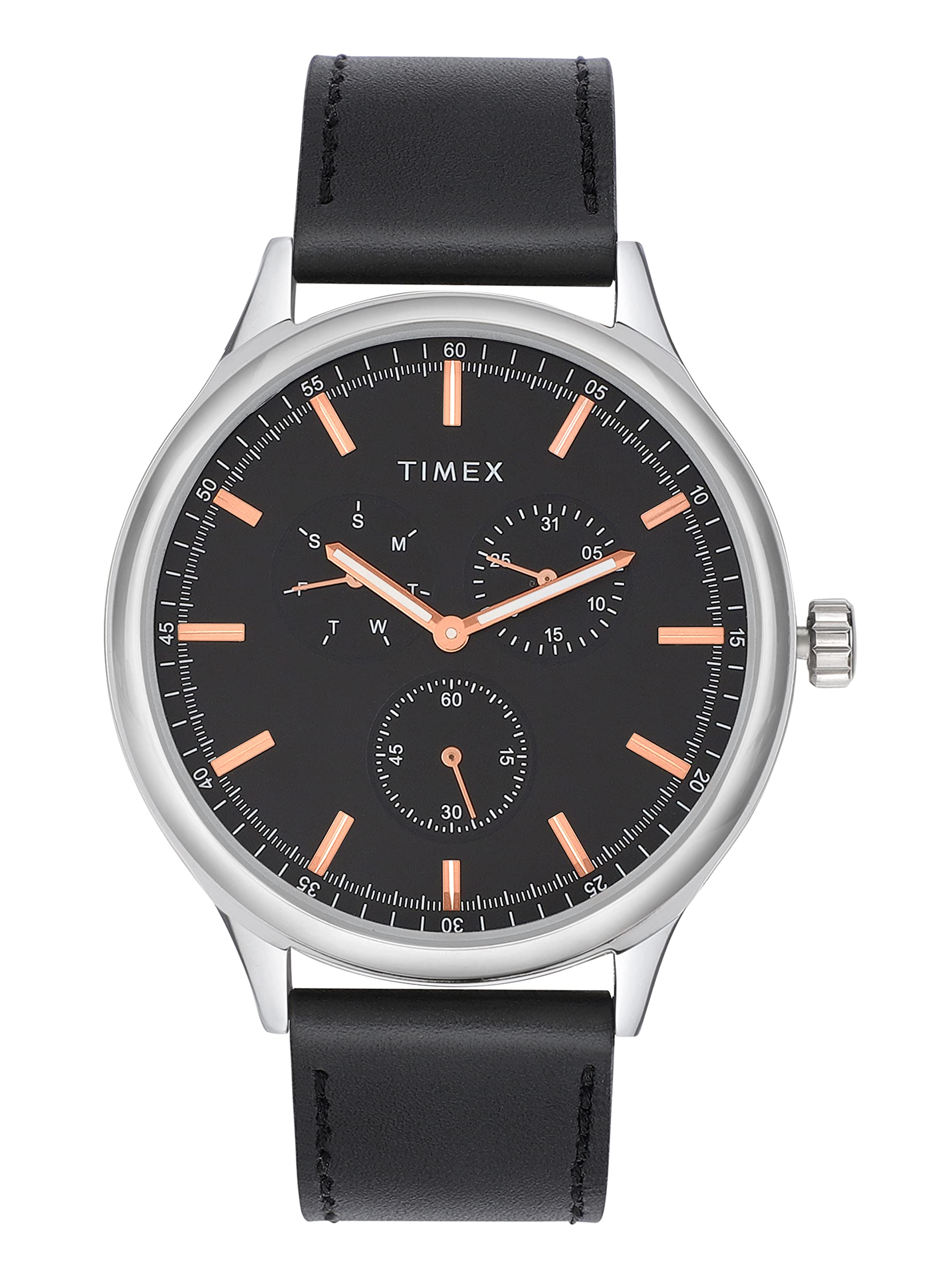 TIMEX Leather Fashion Collection Multifunction Men Analog Black Dial Coloured Quartz Watch, Round Dial With 43 Mm Case Width - Tweg184Smu06, Bandcolor-Black (B0BY97V4PR) Amazon Price History, Amazon Price Tracker