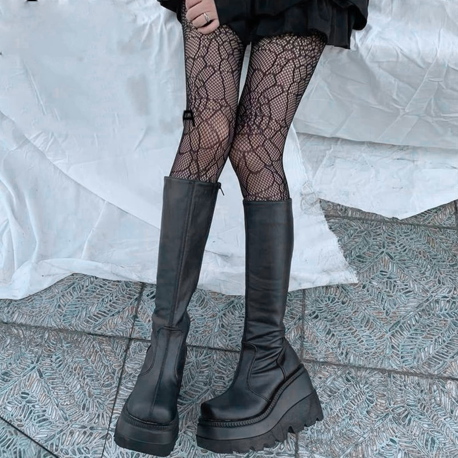 UMore Botas Altas de Rodilla para Mujer - Plataforma de PU Piel Forrado para Nieve e Invierno Cálido
