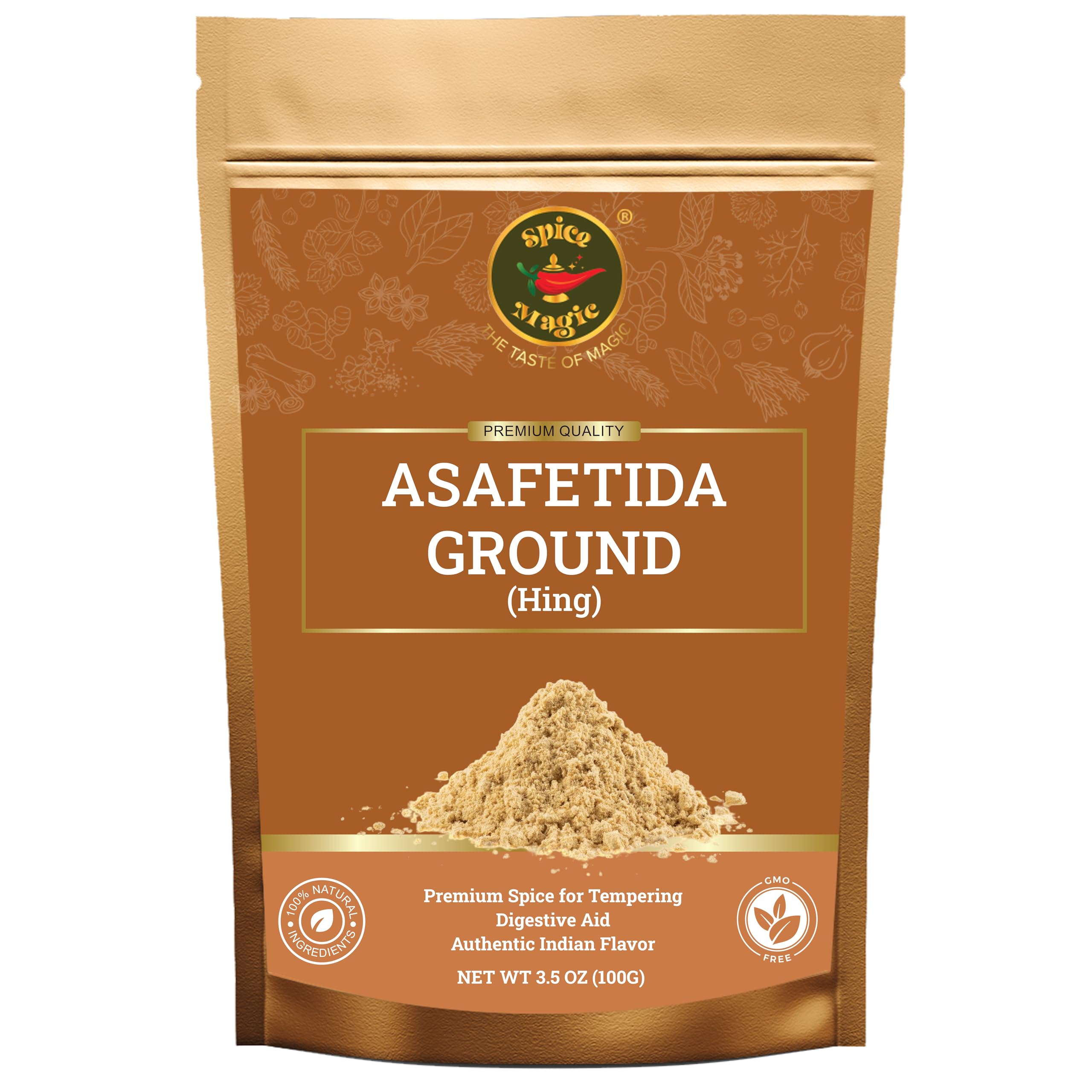 Spice Magic Asafetida Ground (Hing) ~ 100% Pure, Aromatic & Natural I Non-GMO I Indian Origin (3.5oz (100g)