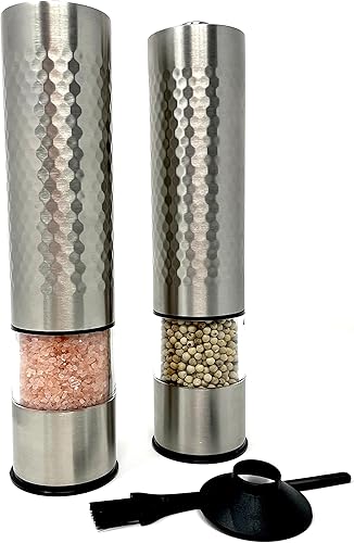 Maizies Emporium Juego de molinillo eléctrico de sal y pimienta Molinillo automático de sal con una sola mano Molinillos de cerámica con luces