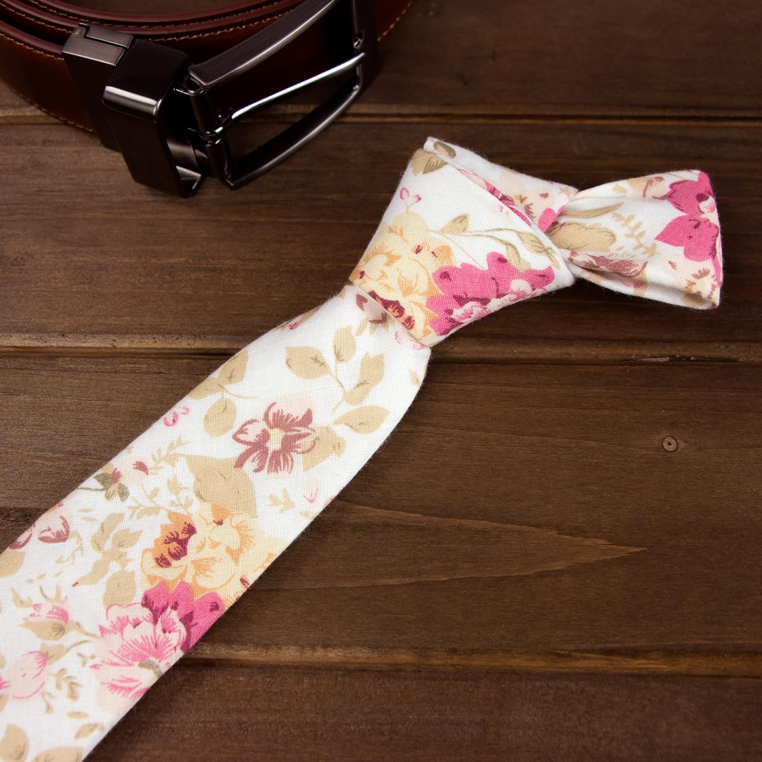 Spring Notion Men's Cotton Printed Floral Skinny Tie - Image 3