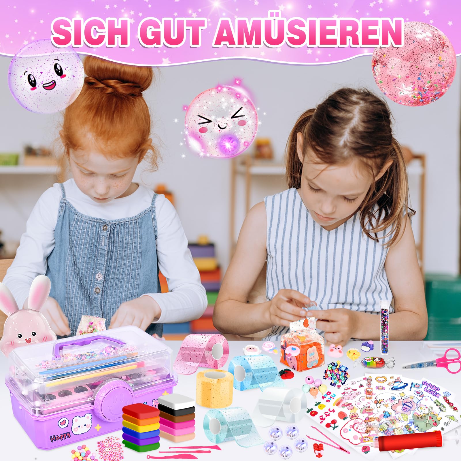 Charmofun 96 Stück NanoTape Bubbles Set für Kinder, Nano Tape Bastel Set mit 5 Rollen Nanoband + 12 Toner, DIY Doppelseitiges Klebeband ab 3 Jahren Mädchen Jungen