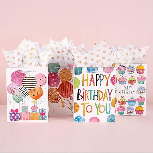 Miniatura 7 de OfficeCastle Paquete de 4 bolsas grandes de regalo de Navidad con papel de seda, bolsas de papel plateado de 13 pulgadas con asas, 10 x 4 x 13