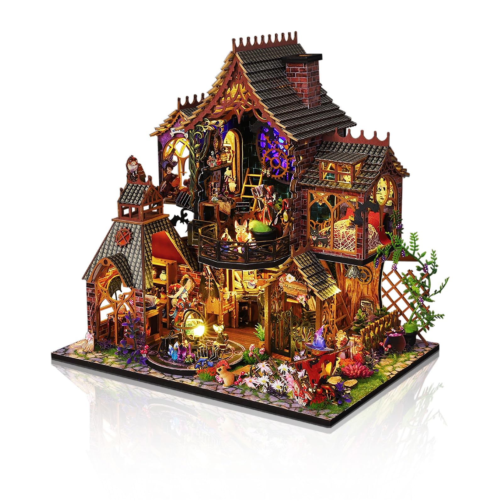 Cuteefun Kit de Casa en Miniatura de Bricolaje para Adultos para Construir, Modelo de Casa de Manualidades con Muebles, Herramientas, Haz tu Propio Regalo(Bosque Mágico)