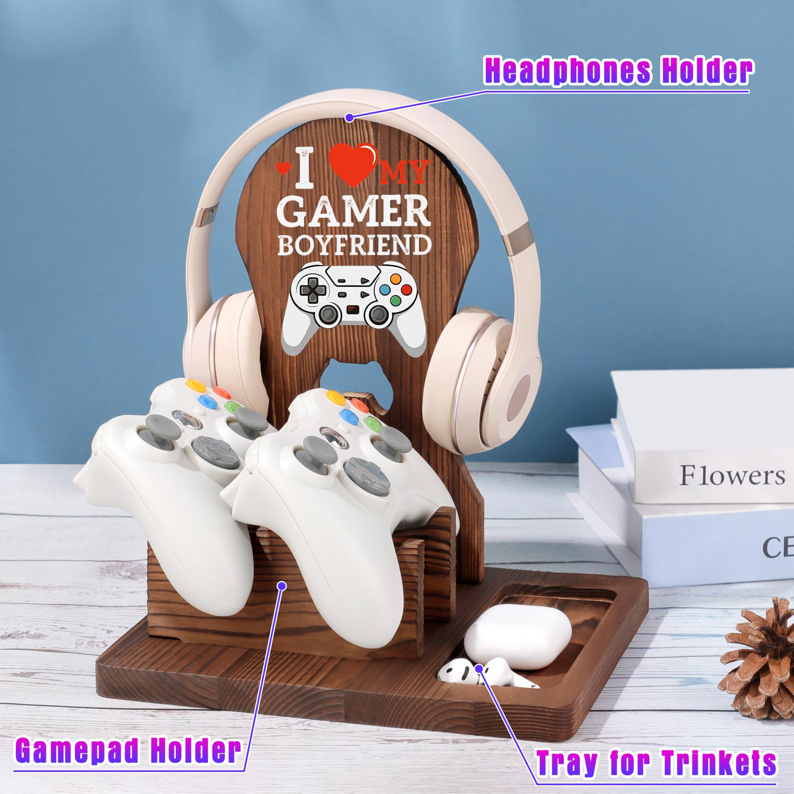 Boyfriend Ideas Gifts, Valentines Fathers Anniversary Christmas Birthday Gifts for Boyfriend Wooden Headphone Stand