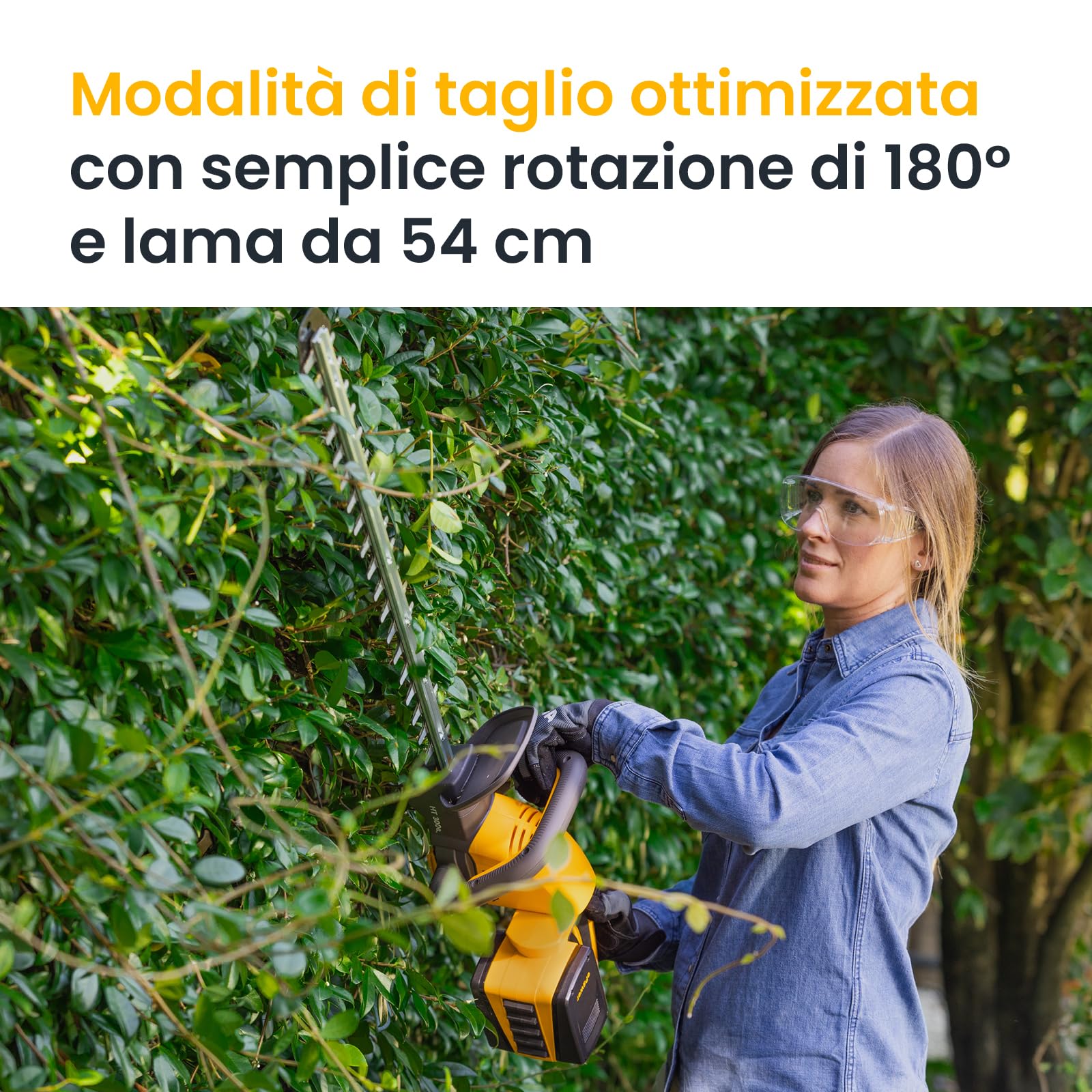 STIGA HT 300e Kit Tagliasiepi a Batteria, 2 Batt. 20V 2Ah + Caric. – Lama 73 cm, Dent. 30 mm – Manico Regol. 180°, Per Siepi e Cespugli