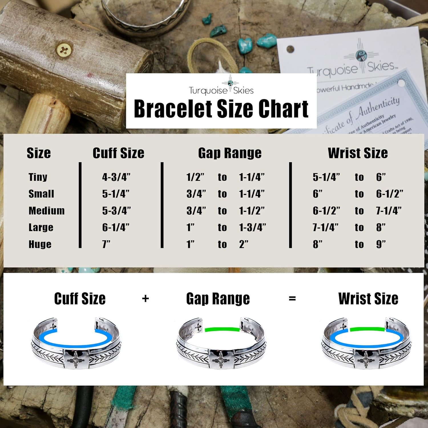 Turquoise Skies Tskies Stamp Dancer Sterling Silver Bear's Journey Cuff Bracelet