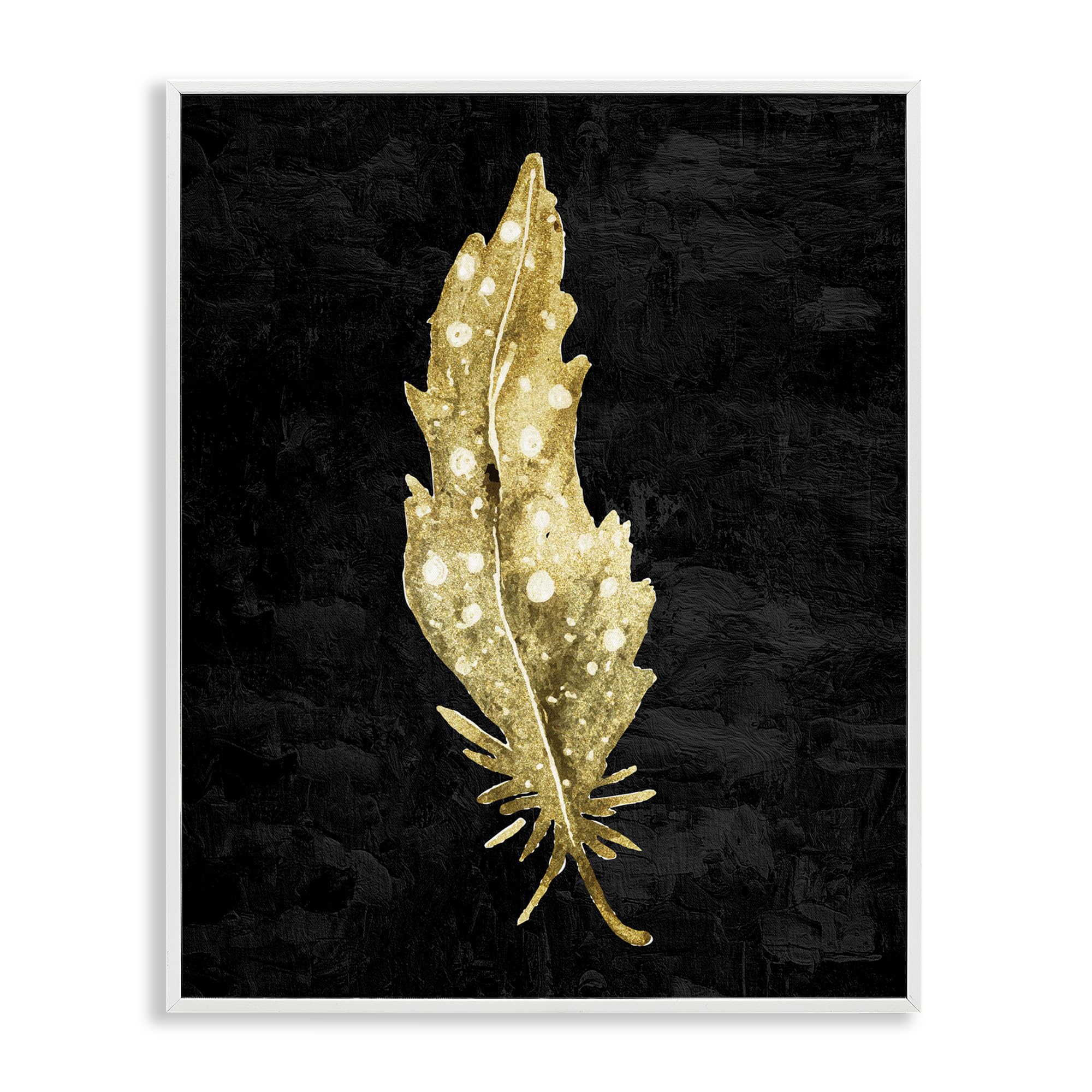 Stupell Industries Feather On Black White Framed Giclee Art, design by Kim Allen, 20 x 16