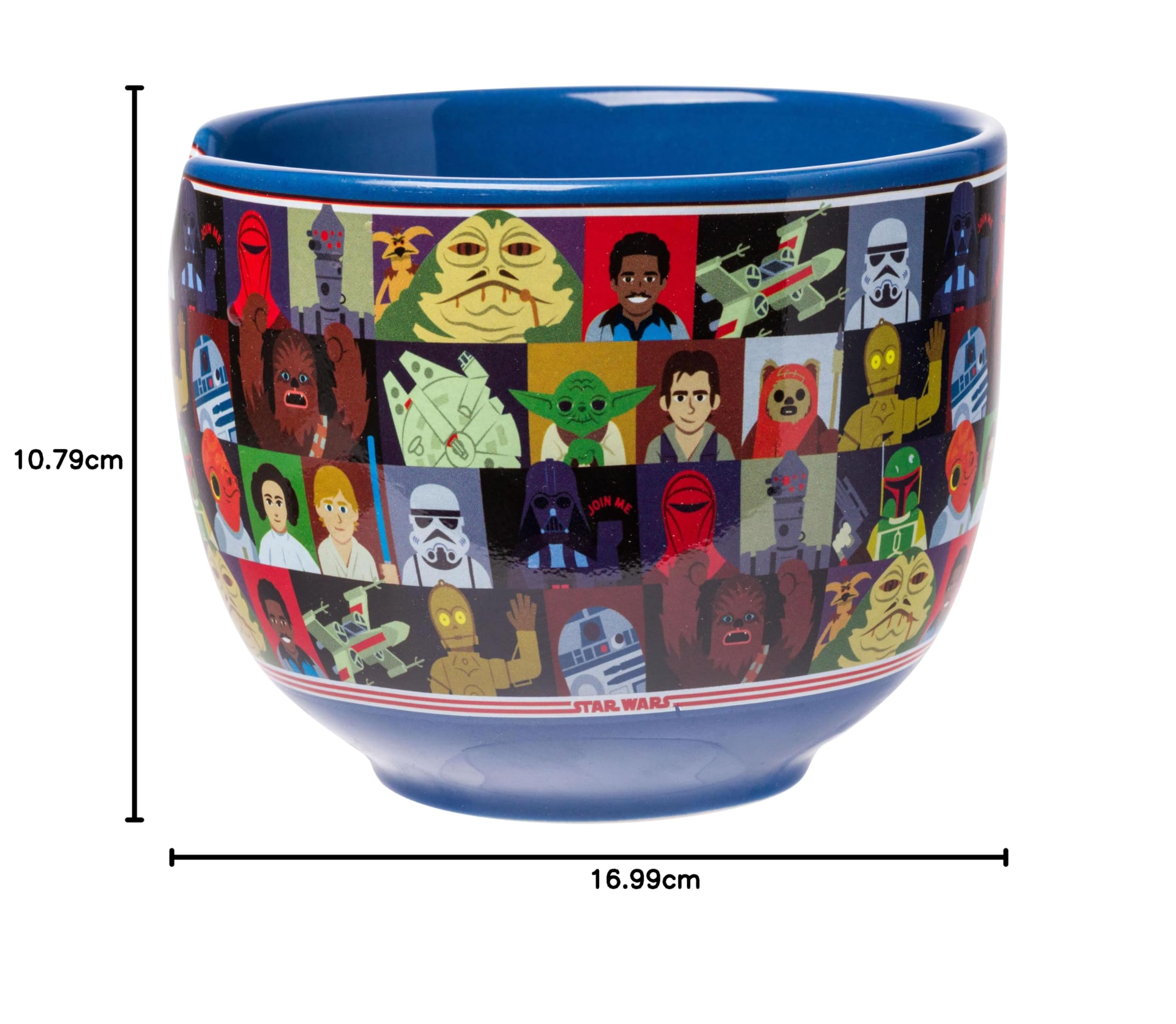 Silver Buffalo Star Wars Characters Ceramic Ramen Noodle Rice Bowl with Chopsticks and Spoon, Microwave Safe, 20 Ounces