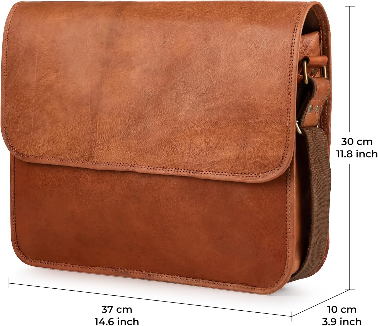 BERLINER BAGS Vintage Genuine Leather Messenger Bag Ghent, Laptop Bag, Work Bag, Briefcase for Men and Women - Brown - Image 8