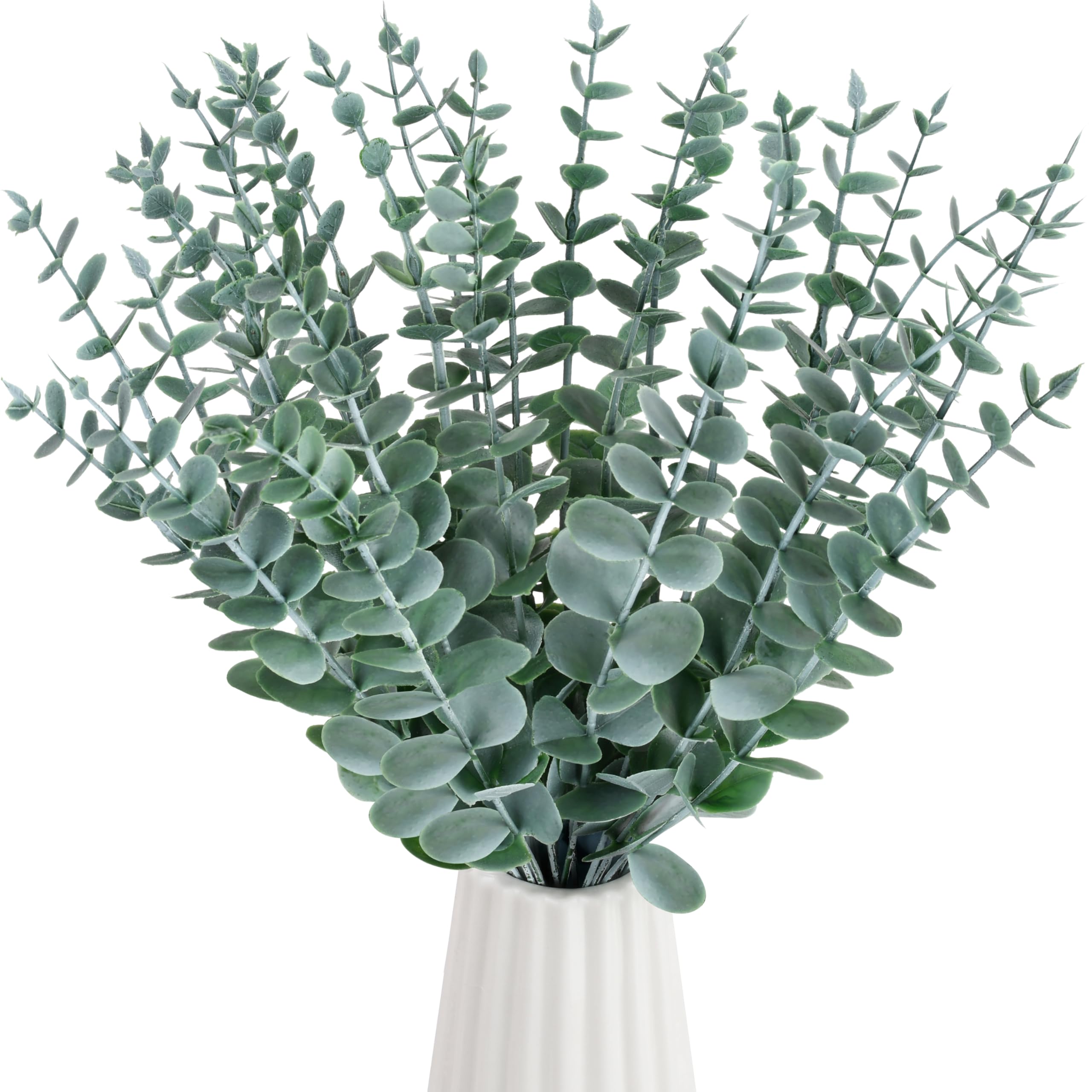 Palonu 30 Pcs Artificial Eucalyptus Stems Fake Greenery Branch Leaves Faux Sprigs Leaf for Home Office Table Centerpiece Wedding Bouquet Farmhouse Decor