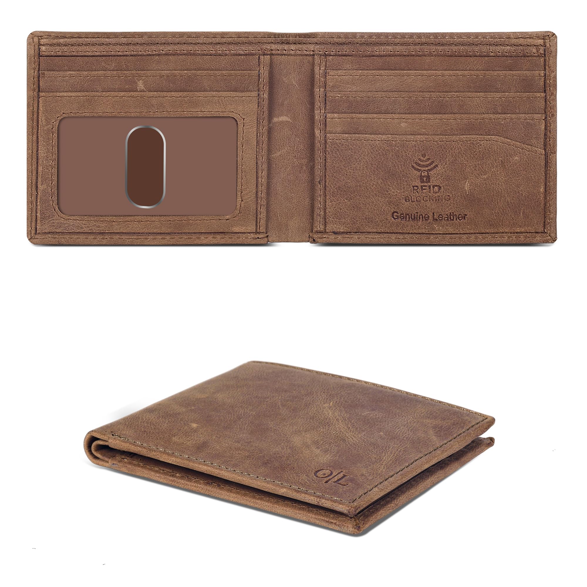 Oak Leathers Slim Leather Wallet for Men - RFID Wallets Credit Card Holder Ultra Thin Gift for Mens, Front Pocket Minimalist Design