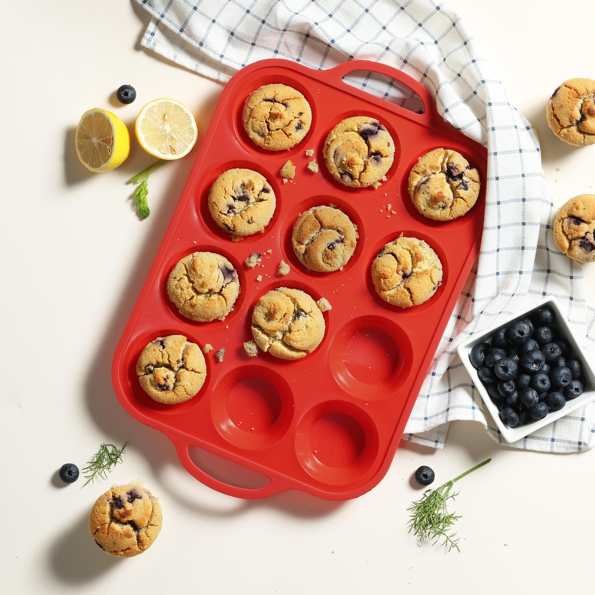 Silikon-Muffinform mit metallverstärktem Rahmen, normale Größe, Cupcake-Form, Oreo-Eierbisse, Silikon-Kreis, Keksformen, Muffinform, Kuchenformen, Backblech-Set für Frühstück, Sandwiches, 2 Packungen